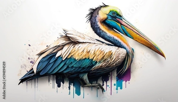 Obraz pelican on a white background
