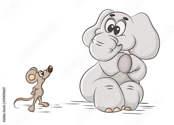 Obraz elephant and mouse