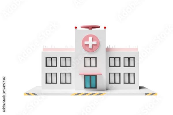 Obraz 3d hospital building icon isolated. 3d render illustration