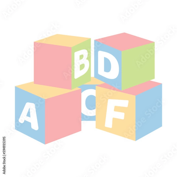 Fototapeta Vector cartoon image of children's cubes. The concept of parenting and caring for a child. Add elegant elements to your design.
