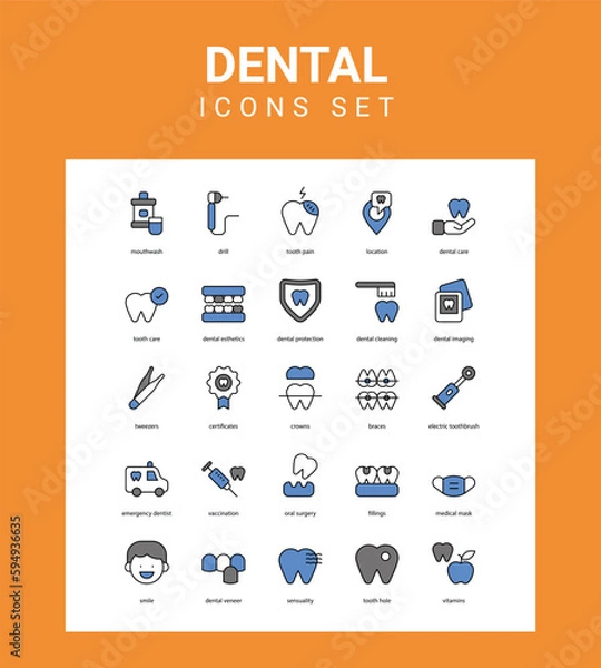Obraz Dental related icon set