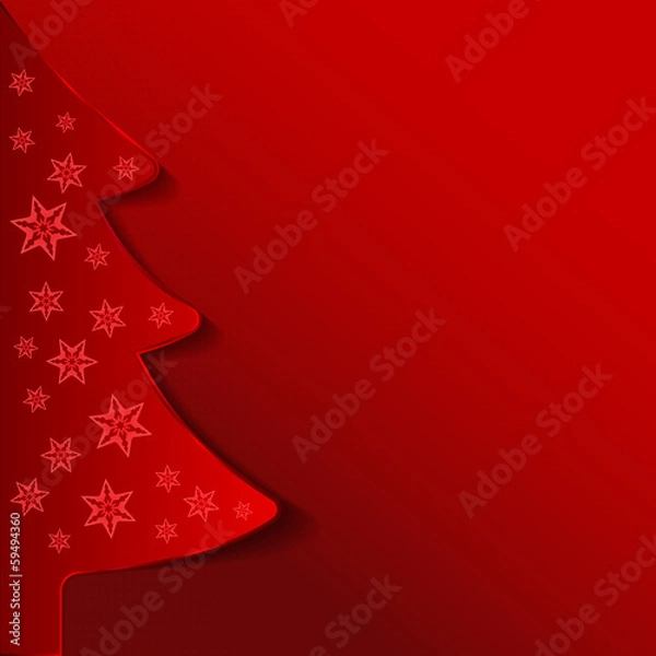 Fototapeta Abstract red vector Christmas background with tree