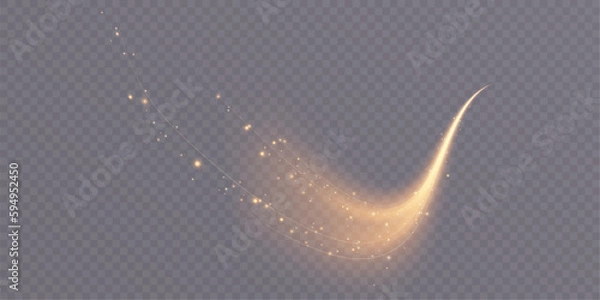 Obraz Golden magic comet with lots of sparkling dust shimmering light effects. Magic golden wind for web design and fabulous decoration. vector png