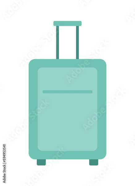 Fototapeta Suitcase on wheels with handle semi flat colour vector object. Traveling bag for ladies. Hand luggage. Editable cartoon clip art icon. Simple spot illustration for web graphic design, animation