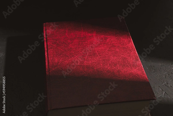 Obraz A hard ray of sun falls on an old red book