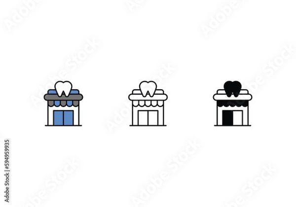 Fototapeta dental hospital Icons in three styles vector stock illustrations.sutiable mobile apps web and ui ux