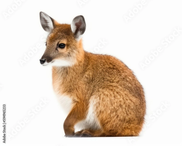 Fototapeta photo of Chinese water deer isolated on white background. Generative AI