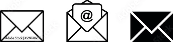 Fototapeta Outline email icons collection isolated on white background. Open envelope pictogram. Envelope Icon vector. Email icon. Envelope Mail services. Contacts message send letter isolated flat