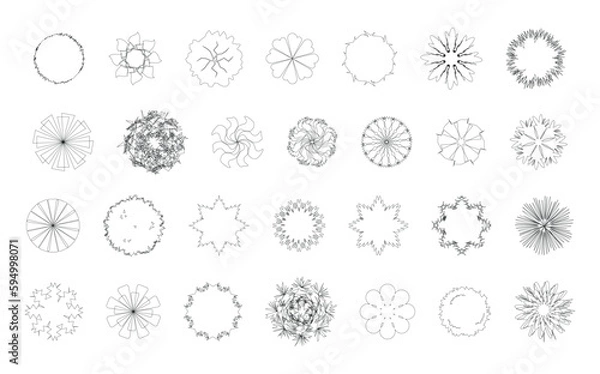 Fototapeta Vector set of trees for architectural, landscaping and interior decoration design.