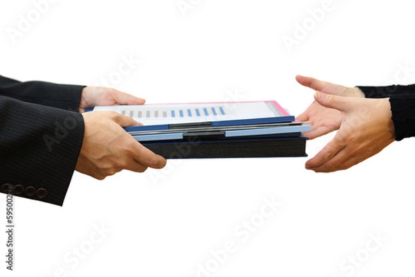 Fototapeta Handing File Folder, teamwork concept