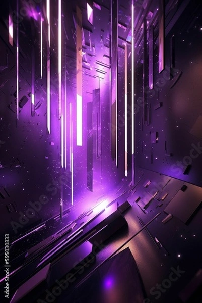 Obraz Abstract silver and purple metallic background, wallpaper, generative IA
