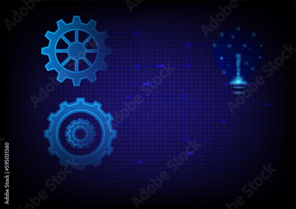 Obraz Cogwheel working with light Bulb vector. AI technology  idea concept  