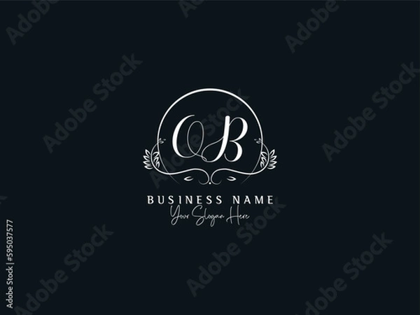 Fototapeta Initial Minimal QB q&b Logo Letter, Signature Qb bq Feminine Creative Logo Icon Vector
