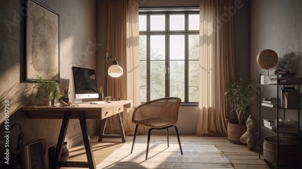 Fototapeta working room for home interior architecture with a minimalist style