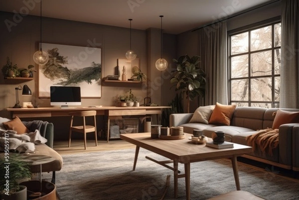 Fototapeta working room for home interior architecture with a minimalist style