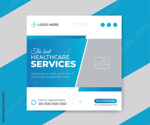 Obraz Medical services social media post flyer design template

