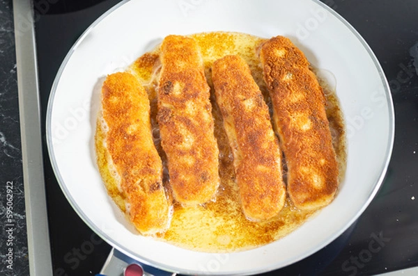 Fototapeta Zubereitung Grießschnitten Schritt für Schritt mit Apfelkompott Apfel Kompott 