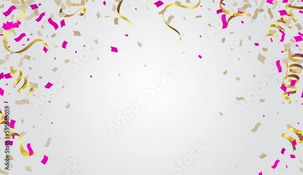 Obraz Celebration background with confetti and ribbons. Vector illustration.