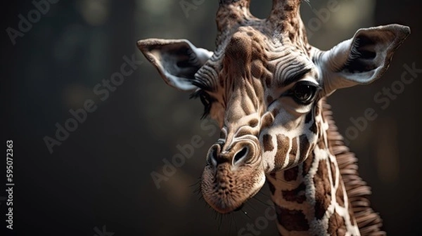Fototapeta Wallpaper of a cute baby giraffe. Created with generative Ai technology