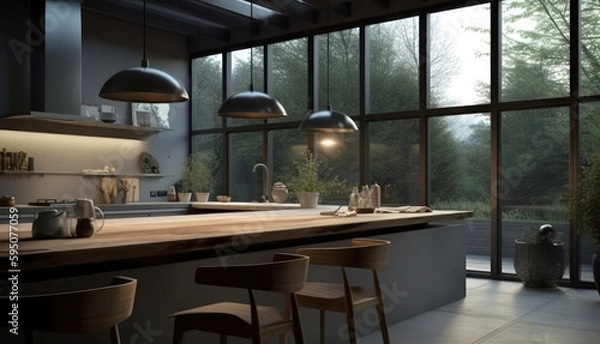 Fototapeta Self-Care and Nature-Themed Kitchen Spaces and Vanities with Eco-Friendly Décor. Generative Ai