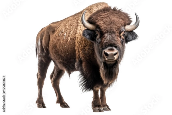 Obraz Bison buffalo transparent background, ultra sharp, Generative AI