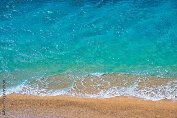 Obraz Beautiful crystal clear pure sea water with send. Summer beach footage background