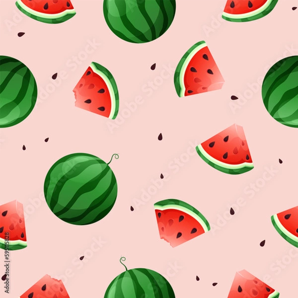 Obraz Sweet watermelon vector seamless pattern