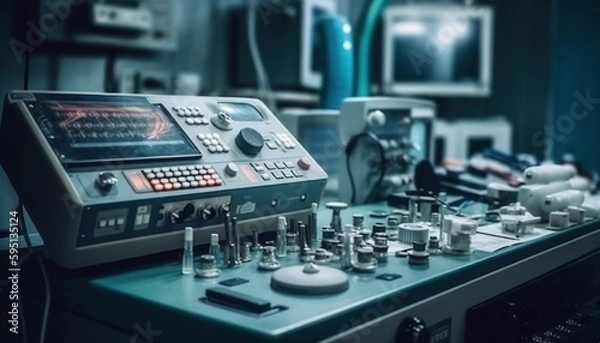 Obraz In advanced operating room. Generative AI