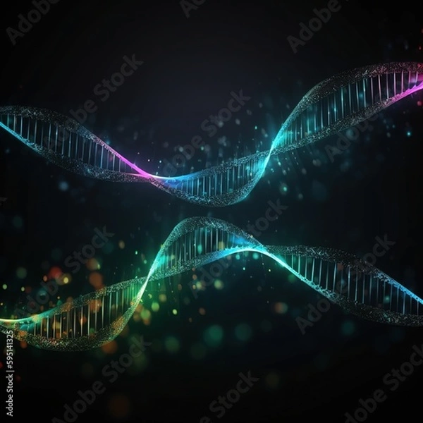 Fototapeta dna helix on black background. generative ai