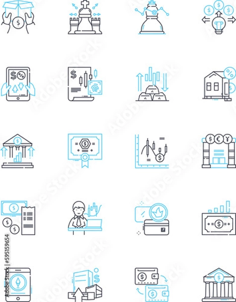 Obraz portfolios linear icons set. Showcases, Compositions, Arrangements, Profiles, Galleries, Displays, Books line vector and concept signs. Albums,Exhibits,Samples outline illustrations