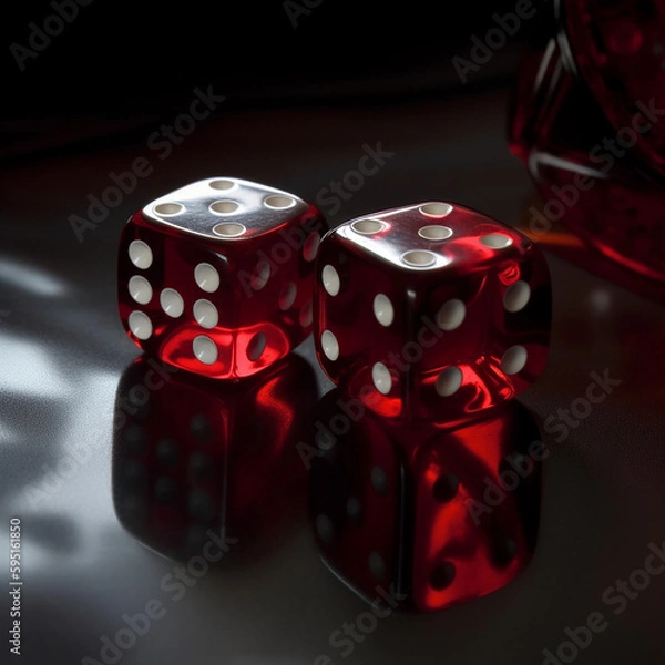Obraz Red dice on dark background