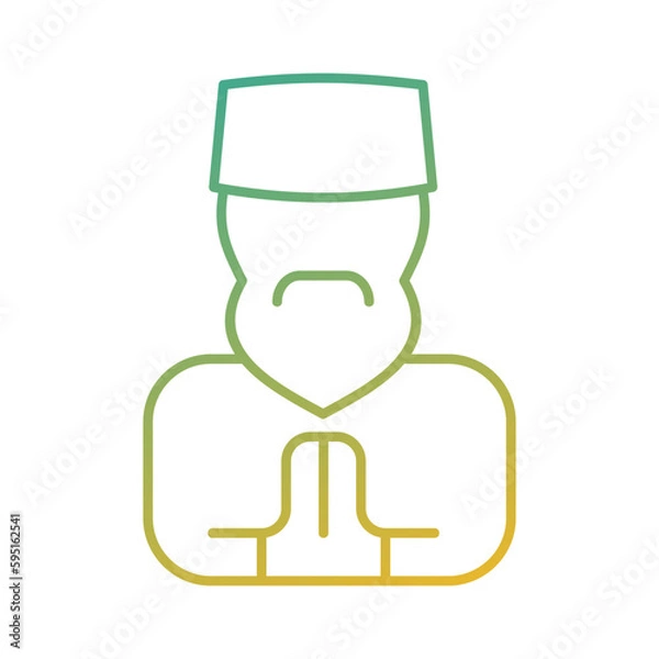 Fototapeta muslim man wearing skullcap islamic gradient icon vector illustration