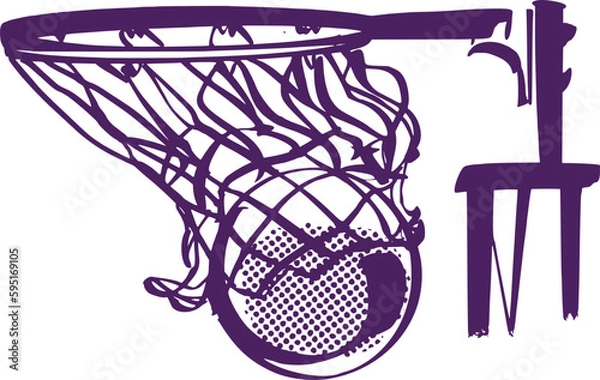 Fototapeta vector illustration of the Netball ball and hoop