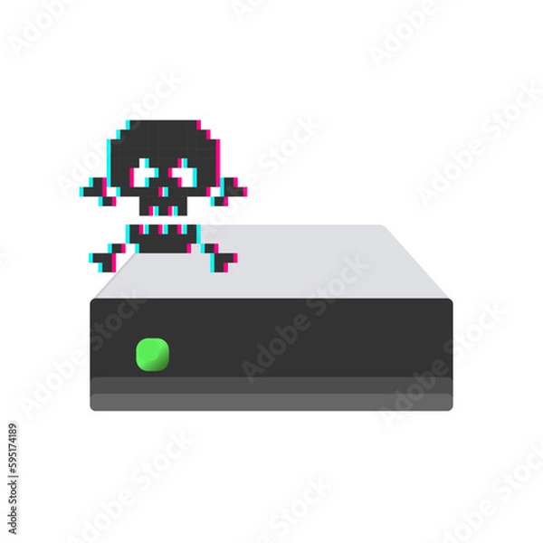 Obraz Virus hard disk icon. Malware storage drive. infected HDD. Desktop folder shortcut sign. New window directory. vector.