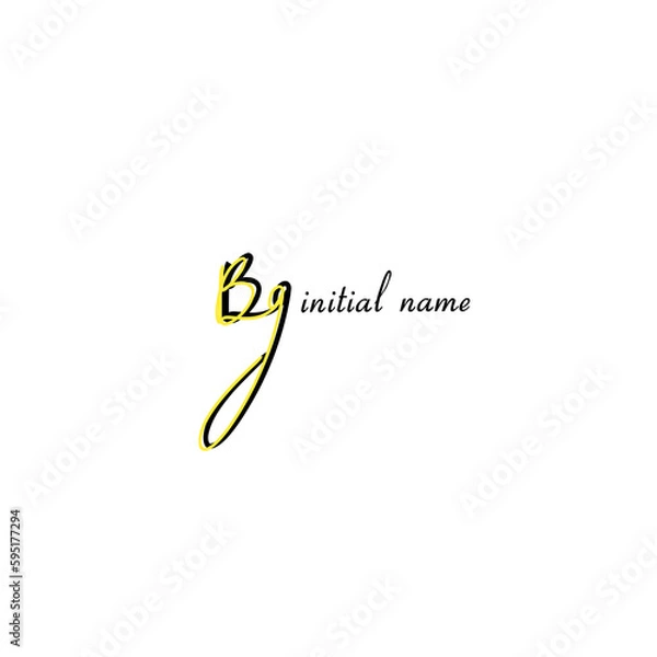 Obraz Bg Initial Handwriting Signature Logo Vector