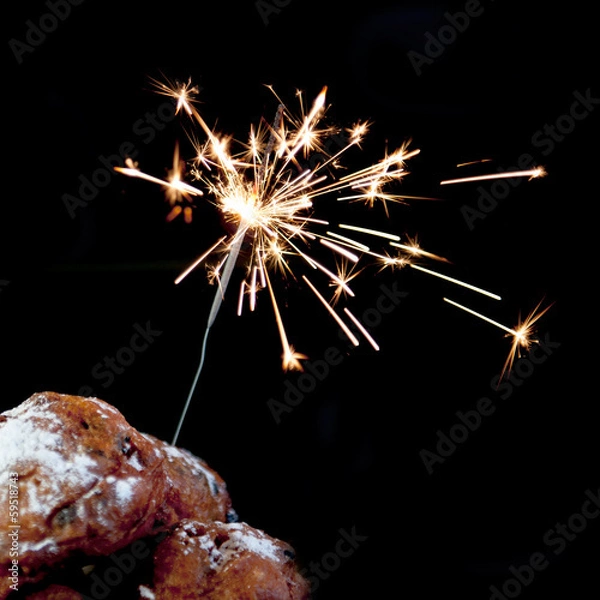 Obraz oliebollen and fireworks