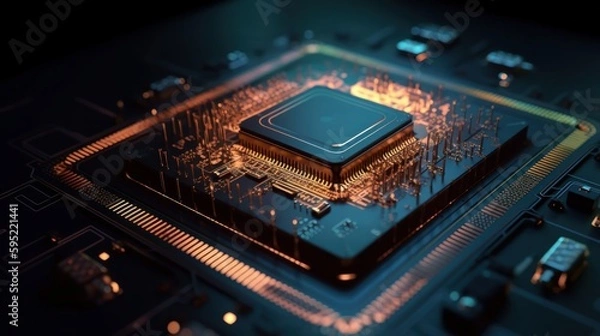 Fototapeta chip or microprocessor cpu, generative ai