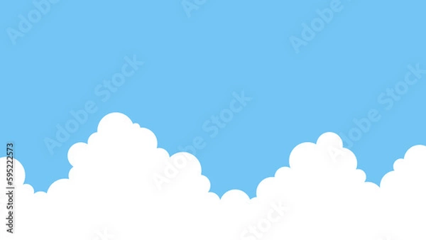 Fototapeta 入道雲と青空のシンプルなイラスト背景素材
