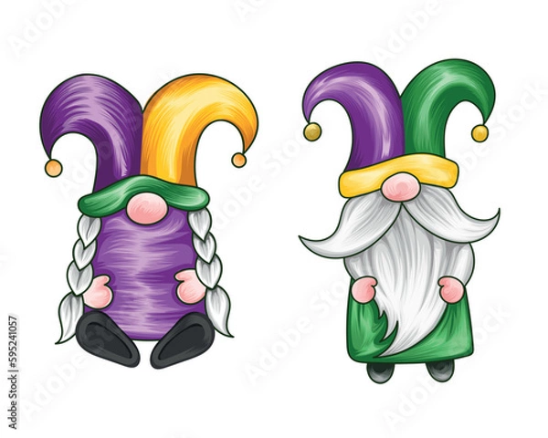 Obraz Mardi grass gnome cute vector illustration