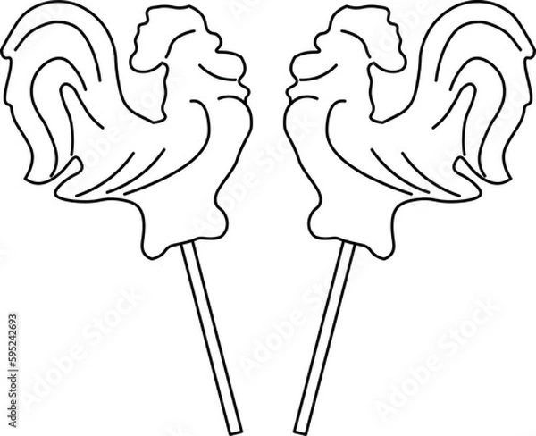 Obraz vector lollipop cockerel. line on white background