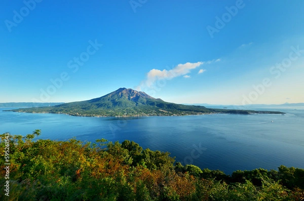 Obraz 鹿児島県立吉野公園から見る桜島の風景