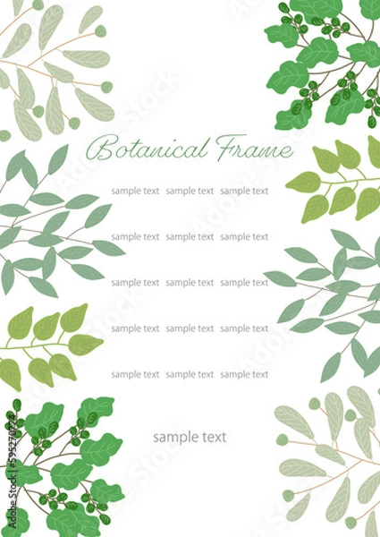 Obraz グリーン 木と葉の縦フレーム