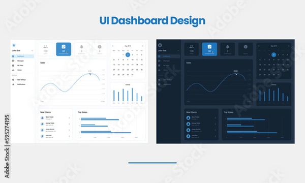 Fototapeta UI Dashboard Design Wireframe Elements