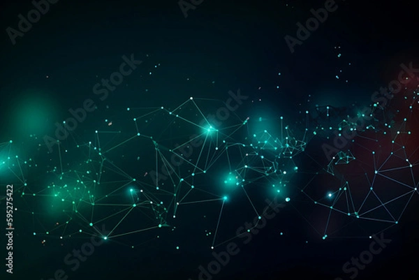 Obraz Technology abstract lines and dots connection background. Generative AI