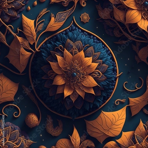 Obraz Abstract Floral Ornament Background, Generative AI