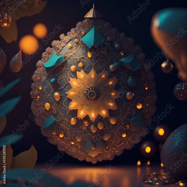 Obraz Abstract Floral Ornament Background, Generative AI
