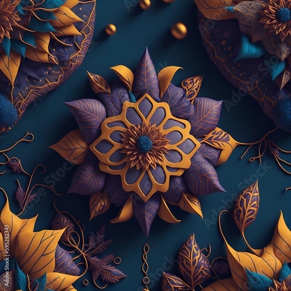 Obraz Abstract Floral Ornament Background, Generative AI