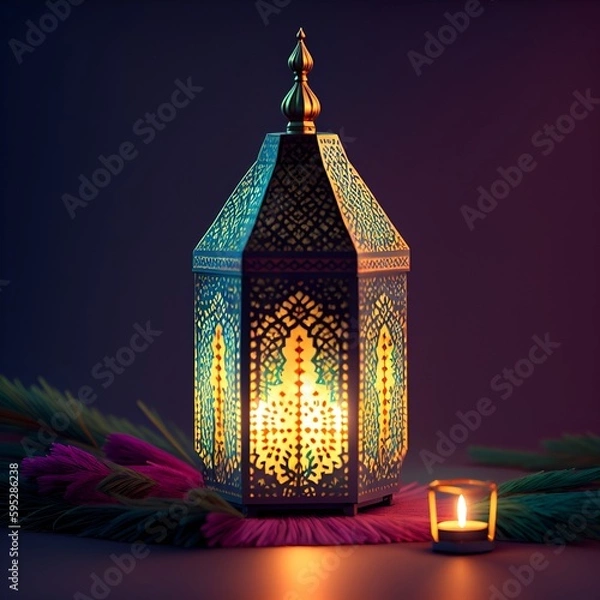 Obraz Arabic Ramadan Lantern, Muslim Holiday, generative AI