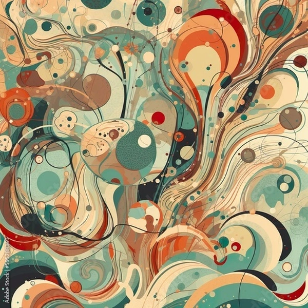Fototapeta A captivating, seamless pattern composed of various abstract organic shapes and textures, evoking a sense of fluidity and movement. - Generative AI, Generative, KI