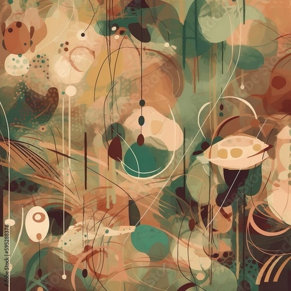 Fototapeta A captivating, seamless pattern composed of various abstract organic shapes and textures, evoking a sense of fluidity and movement. - Generative AI, Generative, KI